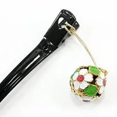 髪飾り 成人式 赤 振袖 袴 花 黒 白 緑 ゴールド かんざし 鈴 花 鈴 桜鈴 桜 玉簪 玉かんざし クリップ ピン 帯飾り 和柄 ゆら No.9-4793