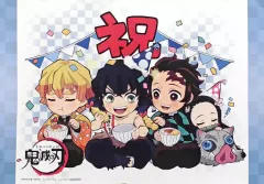 【中古】マグカップ・湯のみ 集合 紙製ランチョンマット 「鬼滅の刃×ufotable cafe 嘴平伊之助誕生祭」 メニュー注文特典