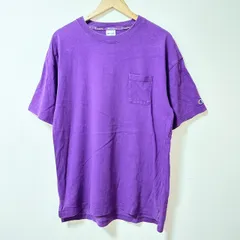 (^w^)b Champion チャンピオン 半袖 Tシャツ バックプリント 胸ポケット プリントT  ブランドロゴ ロゴプリント シンプル スポーツ 普段着 アウトドア ルームウェア ラフ 綿100% 大きいサイズ ビッグサイズ パープル メンズ サイズXL