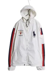 【お得なクーポン配布中!】 ビッグポニー ポロ ラルフローレン フルジップ フード パーカー ジャケット メンズ XL / 古着 ヨットパーカー ブルゾン コットン ホワイト