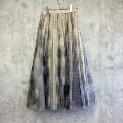 fifth フィフス　ロングチュールフレアスカート　グレー×ベージュ×ランダムチェック柄　レディース　Fサイズ