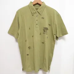 #snc カールヘルム KarlHelmut ポロシャツ L カーキ系 ボタンダウン 半袖 刺繍 ワッペン 動物 キリン シマウマ ロゴ メンズ [877057]のサムネイル
