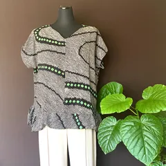 絞り涼風ブラウス　シルク　(絹の小径シリーズ)