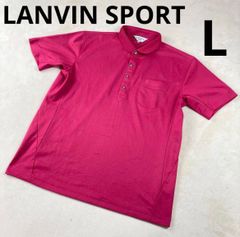 LANVIN SPORT Short Sleeve Polo Shirt, Pink, with a Single Logo, Size L, Dotted Logo Design, Stretch Fabric, Women's Golf Wear, Pink, T-Shirt, Tennis, Sportswear, Single Logo