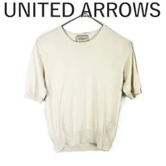 ユナイテッドアローズ　UNITEDARROWS 半袖ニット クルーネック シルク 薄手 透け感 アイボリー 白系