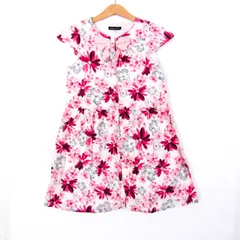 べべ ワンピース トップス 半袖 花柄 日本製 キッズ 女の子用 140サイズ 白×ピンク BeBe 【中古】