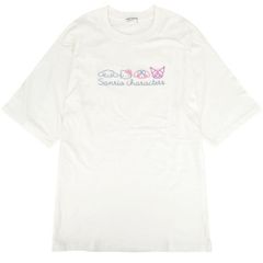 サンリオ キャラクターズTシャツ オーバーサイズ レディース 半袖 刺繍 プリント オフホワイト 春夏