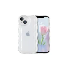 VENINGO いPhone13Miniケース iPhone 13 Mini ケース クリア ウェーブ おしゃれ TPU+PC 韓国 かわいい 可愛い スマホケース 人気 シンプル 滑り止め 薄型 軽量 耐衝撃 指紋防止 レンズ保護 ストラップホール付き  0
