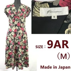 日本製★P dream★半袖/ロング丈ワンピース【9/サイズM/花柄/black/黒】ピードリーム/春夏/dress◆sBH950<sale>