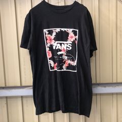 335 VANS ロゴTシャツ バンズ M ブラック ピンク ホワイト プルオーバー 夏  スケボー  スケートボード ハイビスカス 古着卸 アメリカ仕入