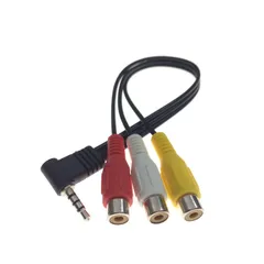 4極3.5mmL字型 RCAメス変換 AVケーブル TOSHIBA対応 互換品 東芝対応 0.2m 4極3.5mm L/V/G/R結線(オス)-RCA(メス)