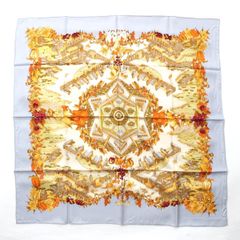 エルメス シルク カレ90 Au Pays de Cocagne 楽園にて スカーフ ベージュ【中古】