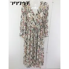 ◇ futier land フューティアランド 花柄 カシュクール 長袖 ロング ワンピース サイズM ベージュ系 レディース  【1109010000471】