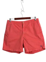 【お得なクーポン配布中!】 ポロ ラルフローレン チノ ショートパンツ メンズ M 古着 ショーツ 短パン コットン ストレッチ ノータック ワンポイント チノパン レッド