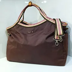 【送料込み 2000円均一】アニエスベーボヤージュ agnes b. VOYAGE 2way トラベル 旅行 トートバッグ ボストンバッグ ナイロン レザー ブラウン 6644823e20250910