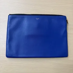 ◎CELINE セリーヌ クラッチポーチ クラッチバック レザー ブルー ブラック ゴールド金具