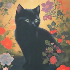 【ゆきちゃん限定】X1140 黒猫 浮世絵柄 パネル生地 5枚セット