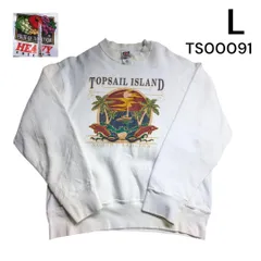 FRUIT OF THE LOOM古着プリントトレーナーLホワイトアメリカ製生地　TS00091
