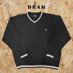 【L】BEAR　ベアー　90s　ニット　刺繡ロゴ　ワンポイント　ダークグリーン　ヴィンテージ　ビンテージ　古着