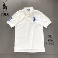 Polo ポロラルフローレン　ビッグポニー刺繍　No.3パッチ　ホワイトポロシャツ　XLサイズ（18-20）Mぐらい
