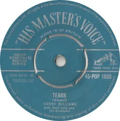 英7” Danny Williams Tears / Tiara Tahiti 45POP1035 His Masters Voice /00080