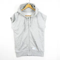 ロデオクラウンズワイドボウル RODEO CROWNS WIDE BOWL RCWB ノースリーブ スウエット パーカー ベスト ジップアップ コットン M グレー ワンポイント kz10791