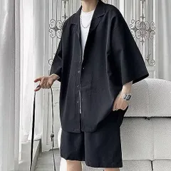 未使用 シャツ メンズ 夏 半袖 シャツ セットアップ 上下セット 速乾 半袖 開襟 ハーフパンツ 2点セット 無地 麻シャツ おしゃれ 通気性 カジュアル服 上下セットアウター 薄手 通勤zhenghao59-taozhuang