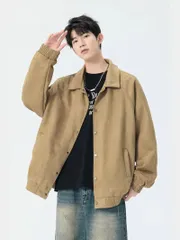 メンズ ジャケット ヴィンテージ風 ストリート ボンバーコート ボタン留め ルーズフィット 秋冬 カジュアル アウター おしゃれ