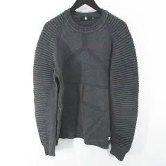 ジースターロウ G-Star RAW 長袖 ニット セーター S 灰系 グレー リブ 綿 コットン 総柄のサムネイル