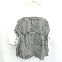 ◇ ⊂ Samansa Mos2 blue サマンサモスモスブルー 絞りあり 七分袖 カットソー サイズF ホワイト グレー系 レディース E  【1502060029780】