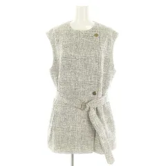 エリン ELIN × ユナイテッドアローズ グリーンレーベルリラクシング UNITED ARROWS green label relaxing ベスト ツイード ベルト付き 白 黒 ホワイト ブラック /DF ■OS