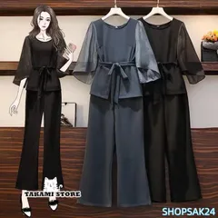 レディース セットアップ ママスーツ フォーマル パンツスーツ ブラウス ワイドパンツ ロング丈 パーティードレス 夏 セレモニー スーツ 母親 ママ673