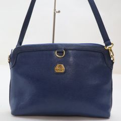 2506-29 モラビト ショルダーバッグ MORABITO レザー製 ブルー 金金具 上ZIP