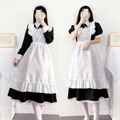 メイド服 ロング 英國風 ゴスロリ ワンピース コスプレ 仮装 レディース 可愛い ロリータ ワンピース  コスプレ 長袖 蝶結ぶ パーティー イベント 演出服 luolita01