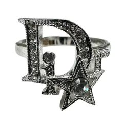 Dior ディオール ロゴ スター リング 指輪 ジュエリー メタル×ラインストーン 約9.5号 レディース 箱付属