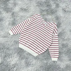 【GRL】七分袖ニット  ボーダー柄  Vネック  (M)  カジュアル  カワイイ  レディース  白系  ホワイト【送料無料】