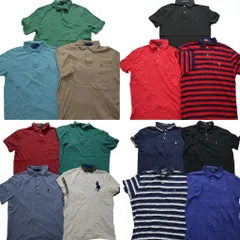古着卸 まとめ売り ラルフローレン ポロシャツ 14枚セット (メンズ S /M /L ) ボーダー ワンポイント 刺 ビッグポニー 中古 古着 NA9273