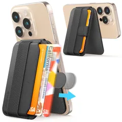 【即日発送】Stand Tab M-Pull シリーズ対応 16/15/14/13/12 iPhone 財布 マグセーフ ブラック カード3枚収納 スマホカードケース タプを引いて取り出す 調節可能なスタンド カードケース magsafe対応 スライド & プ