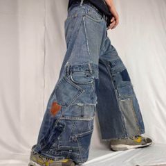 R21 【リメイク】デニムフレアパンツ 再構築 袴パンツ y2k NR127 【リメイク】デニムフレアパンツ 再構築 袴パンツ y2kの