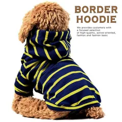 【在庫限り！】【ボーダーがおしゃれ】犬服 ドッグウェア パーカー ボーダー ストライプ NEK 春 夏 秋 春用 夏用 秋用 プレゼント ギフト インスタ映え 7987961 (ネイビー×イエロー)