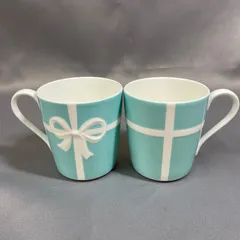 ティファニー マグカップ ブルーリボン ペア　2個セット　箱なし　使用感少な目【中古】