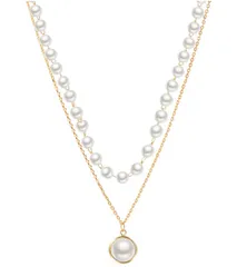 [ドナリー] 真珠 パール あずきチェーン ネックレス チョーカー レディース (シルバー) [シルバー]