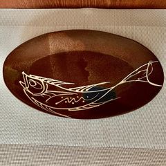 平皿（やちむん焼き）・ オーバル 魚柄