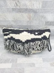 ◇ ◎ JuJuBe ジュジュビ フリンジ カジュアル クラッチ セカンド バッグ ベージュ ブラック レディース P  【1405290018589】