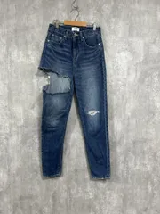 GYDA ジェイダ SIDE RIPPED ペグトップ デニムパンツ sizeS/紺 ■■ レディース