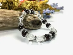 ガーネット&水晶 パワーストーン ブレスレット 天然石 10mm  （シルバー）メンズ・レディース 男性・女性 数珠ブレス 開運  [3]