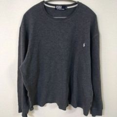 ラルフローレン　長袖カットソー　生地厚め　2Lサイズ　グレー色　白色刺繍ロゴ