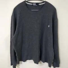 ラルフローレン　長袖カットソー　生地厚め　2Lサイズ　グレー色　白色刺繍ロゴ