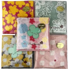 【新着商品】ふわふわ タオルハンカチ セット販売 無撚糸 5枚セット タオルの萩原 ハンカチ 色柄おまかせ ラッピング付 huwahuwa-th-set (5, レディースタイプ)