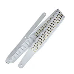 Richter リヒター ギター/ベースストラップ スタッズ付き  メタル装飾ストラップ Springbreak I Bling Blingシリーズ 1822 White / Gold 肩の負担軽減 7cm幅 長さ調整可能 ドイツ製 自分の長さにカスタム可能